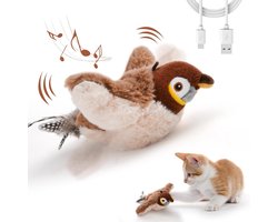 Interactief flappy vogel kattenspeelgoed - met catnip en vogelgeluiden – USB-oplaadbaar