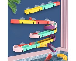 Interactieve Waterbaan Speelset voor de Badkamer – 12-delige Waterval Glijbaan Marbleset met Zuignappen – Educatief Badspeelgoed voor Kinderen vanaf 3 Jaar – Ontwikkelt Motoriek & Logisch Denken – Creatief Water Speelgoed voor in Bad