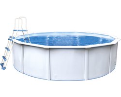Interhiva Zwembad Sint Maarten – Rond Stalen Zwembad 5,50 x 1,20 m – Inclusief Filterinstallatie – Compleet Zwembadpakket voor de Tuin