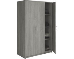 Interiax Kledingkast 'Amelie' – 3 Deuren, 1 Hanger & 4 Legplanken | Grijze Eik | 180x120x54 cm