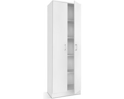 Interiax Kledingkast 'Amelie' - Opbergkast met 2 Deuren & 4 Legplanken | Wit | 180x60x40 cm