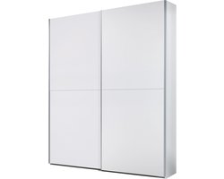 Interiax Kledingkast 'Emma' – Witte Schuifdeurkast met 2 Hangers & 2 Legplanken | 195x170x57.5 cm