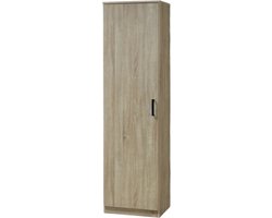 Interiax Opbergkast - Kledingkast 'Lucas' - 1 Deur & 4 Legplanken | Sonoma Eik | 184x50x42 cm