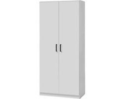 Interiax Opbergkast - Kledingkast 'Lucas' - 2 Deuren, 1 Hanger & 2 Legplanken | Wit | 184x80x52 cm