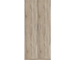 Interiax Opbergkast - Kledingkast 'Mila' - 2 Deuren & 4 Legplanken | Sonoma Eik | 180x80x42 cm