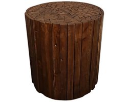 Interieurdirekt - Bijzettafel Noa - Rond - Teakhout - Walnoot