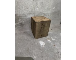 InterieurX -Zuil -houten sokkel- pilaar-plantenstandaard-Massief Hout- eiken- 12x12 cm - hoogte 10-12 cm