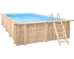 Interline Houten Zwembad Bali - Rechthoek - 790 x 400 x 138 cm - Opbouw en Inbouw Zwembad - Inclusief accessoires