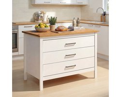 Interlink - kookeiland Piazza wit /eik met 3 laden - 124x75cm