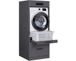 Interlink Lifestyle Studio Flow wasmachinekast met uittrekbaar werkblad - Antraciet - 67 x 68 x 164 cm