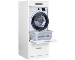 Interlink Lifestyle Studio Flow wasmachinekast met uittrekbaar werkblad - Wit - 67 x 68 x 164 cm