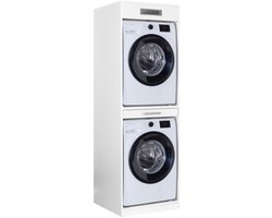 Interlink Lifestyle Studio Flow Wasmachinekast voor Wasmachine en Droogkast - Wit - Uitschuifbaar Werkblad - 67 x 68 x 208 cm