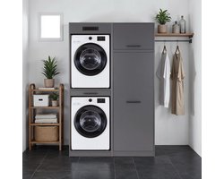 Interlink Lifestyle Studio Flow Wasruimtecombinatie Bundel 05 - Antraciet - 134 x 68 x 208 cm - Complete wasruimte met wasmachinekast en opbergkast