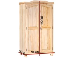 Interlink SAS Genf - Kledingkast - Bruin - Hout-108brx180hx56d