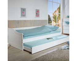 Interlink - Uitschuifbed Leonie | 90 x 190 cm | 100% Melaminecoating | Parelwit - 90x190 - Wit