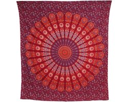 International Handgemaakte Indiase hippie, Boheemse, psychedelische mandala met pauw, wanddecoratie, studentenkamer, strand, plaid, tafelkleed, beddengoed, tapijt (blauw (Midnight Blue), medium