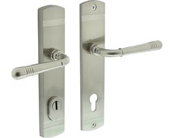 Intersteel Achterdeurbeslag Helena 239x50mm kruk/kruk profielcilindergat 92mm met kerntrekbeveiliging nikkel mat