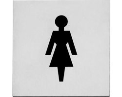 Intersteel Pictogram damestoilet zelfklevend vierkant rvs geborsteld