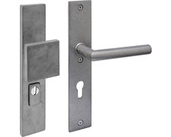 Intersteel SKG3 veiligheidsbeslag rechthoekig 250x50mm greep/kruk Jura profielcilindergat 72mm met kerntrekbeveiliging rvs getrommeld