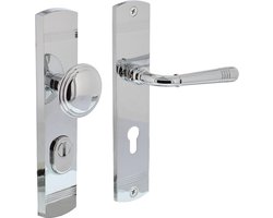Intersteel Voordeurbeslag Helena 239x50mm knop/kruk profielcilindergat 72mm met kerntrekbeveiliging chroom