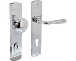 Intersteel Voordeurbeslag Helena 239x50mm knop/kruk profielcilindergat 92mm met kerntrekbeveiliging chroom