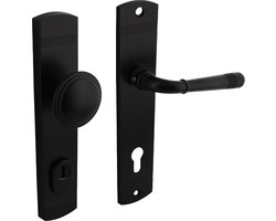 Intersteel Voordeurbeslag Helena knop/kruk profielcilindergat 92 mm met kerntrekbeveiliging zwart