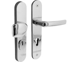 Intersteel Voordeurbeslag ovaal greep/kruk profielcilindergat 92 mm met kerntrekbeveiliging chroom
