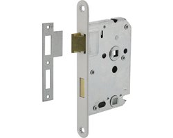 INTERSTEEL Woningbouw badkamer/toilet slot 63/8mm, voorplaat afgerond wit gelakt, 20x175, doorn 50mm incl. slui