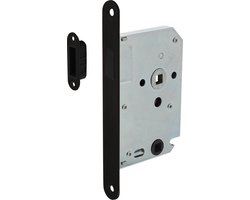 Intersteel Woningbouw magneet badkamer/toilet slot 63/8mm, voorplaat afgerond zwart