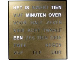 Intertime | Woordklok | Wandklok | Tafelklok | 28x28 | Goud | Nederlands