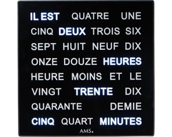 Intertime | Woordklok | Wandklok | Tafelklok | 28x28 | Zwart | Frans
