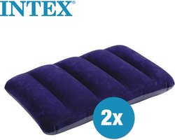 Intex - 2 x Opblaasbare reiskussen - Soft touch - 43 x 28 x 9 cm - Blauw - Nekkussen
