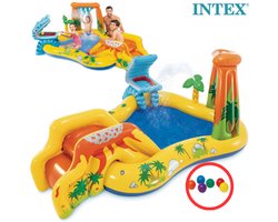 ''Intex - 5-in-1 Opblaasbaar Waterspeelparadijs – Zwembad - Zwembad Voor Kinderen - Zwembad met Glijbaan, Fontein, Watergordijn en Waterbasketbal – 249 x 191 x 109 cm – Vanaf 2 Jaar - Inclusief Gratis E-Book''