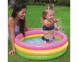 Intex - Baby - peuter - zwembad - 61 cm - opblaasbodem - roze - geel - paars - babyzwembad