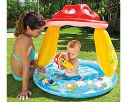Intex baby zwembad met comfortabele bodem en zonwering - 1 t/m 3 jaar - 102 x 89 cm - babybadje