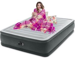 Intex Comfort Plush Elevated luchtbed met ingebouwde pomp | Tweepersoons | 203 x 152 x 46 cm | Inclusief bijpassend hoeslaken + reparatiekit + twee hoofdkussens