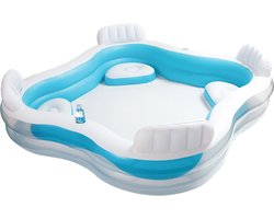 Intex familiezwembad - Opblaasbaar zwembad - Met 4 zitjes - XL zwembad - Opblaasbad - 229 x 229 x 66 - Luxe zwembad - Badje