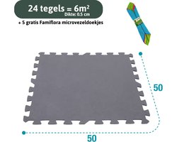 Intex grijze zwembadtegels 29084 6m² - 24 tegels van 50x50 cm (=6m²) - Dikte vloertegels 5MM - Met 5 Famiflora microvezeldoeken