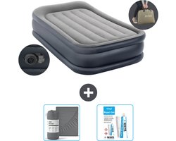 Intex Luchtbed - 1-Persoons - 99 x 191 x 42 cm - Grijs - Inclusief pomp - Hoeslaken en Reparatieset