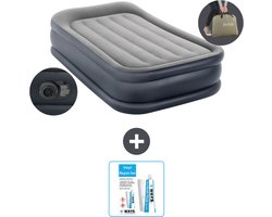 Intex Luchtbed - 1-Persoons - 99 x 191 x 42 cm - Grijs - Inclusief pomp - Reparatieset