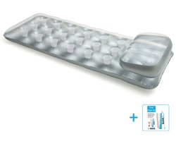 Intex - Luchtbed - 18-Pocket Suntanner Mat - Met Hoofdkussen - Doorzichtig & Metallic - 188 x 71 cm inclusief reparatiesetje