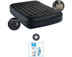Intex Luchtbed - 2-Persoons - 152 x 203 x 42 cm - Blauw - Inclusief pomp - Reparatieset