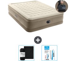 Intex Luchtbed - 2-Persoons - 152 x 203 x 46 cm - Beige - Inclusief pomp - Hoeslaken en Reparatieset