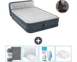 Intex Luchtbed - 2-Persoons - 152 x 236 x 86 cm - Grijs - Inclusief pomp - Hoeslaken - Kussen - Reparatieset en Kussenbeschermer