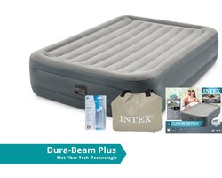 Intex luchtbed Essential Rest - 2 persoons - 152 x 203 x 46 cm - grijs -  met ingebouwde pomp (incl. Reparatiekit)