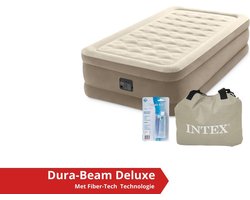 Intex luchtbed Ultra Plush - 1 persoons - 99 x 191 x 46 cm - zandkleurig - met ingebouwde pomp (incl. Reparatiekit)