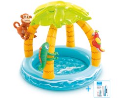 Intex - Opblaaszwembad - Tropical Island Baby Pool - Zachte opblaasbare bodem - Vanaf 1 tot 3 jaar - Ø 102 x 86 cm inclusief reparatiesetje