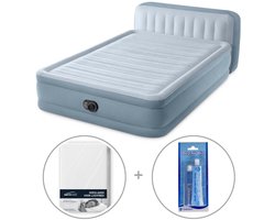 Intex Plush luchtbed met hoofdbord | Tweepersoons | 152 x 203 x 56 cm | Inclusief bijpassend hoeslaken + reparatiekit