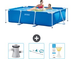 Intex Rechthoekig Frame Zwembad - 220 x 150 x 60 cm - Blauw - Inclusief Zwembadfilterpomp - Schoonmaakset - Testrips
