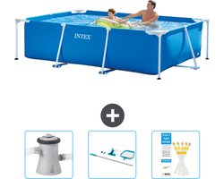 Intex Rechthoekig Frame Zwembad - 260 x 160 x 65 cm - Blauw - Inclusief Zwembadfilterpomp - Schoonmaakset - Testrips